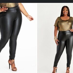Lysse leggings pants faux leather women 3X high rise skinny black color  event